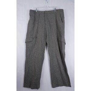 Vintage Banana Republic Wool Cargo Pants Mens 38x32 Tweed Herringbone Gray